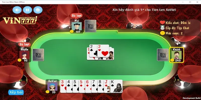Tiến lên chặn 2 hiệu quả Vin777: Bí quyết khắc chế bài lớn 1 Giao diện bàn chơi Tiến lên miền Nam kịch tính tại Vin777